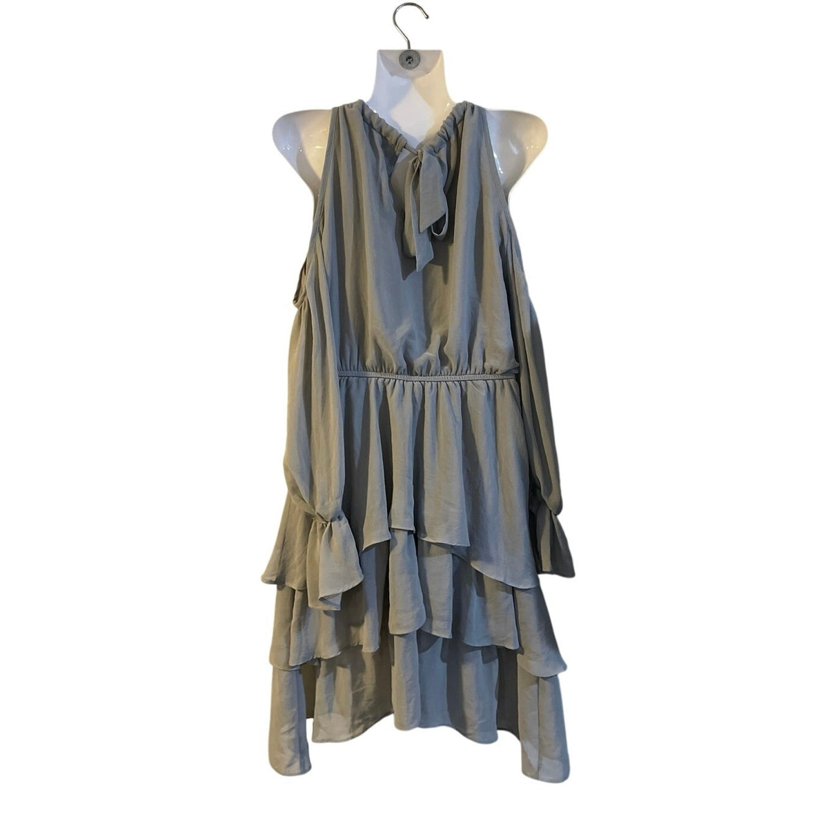 VENUS Cold Shoulder Tiered Chiffon Ruffle Dress SZ S Party Cocktails Date Night