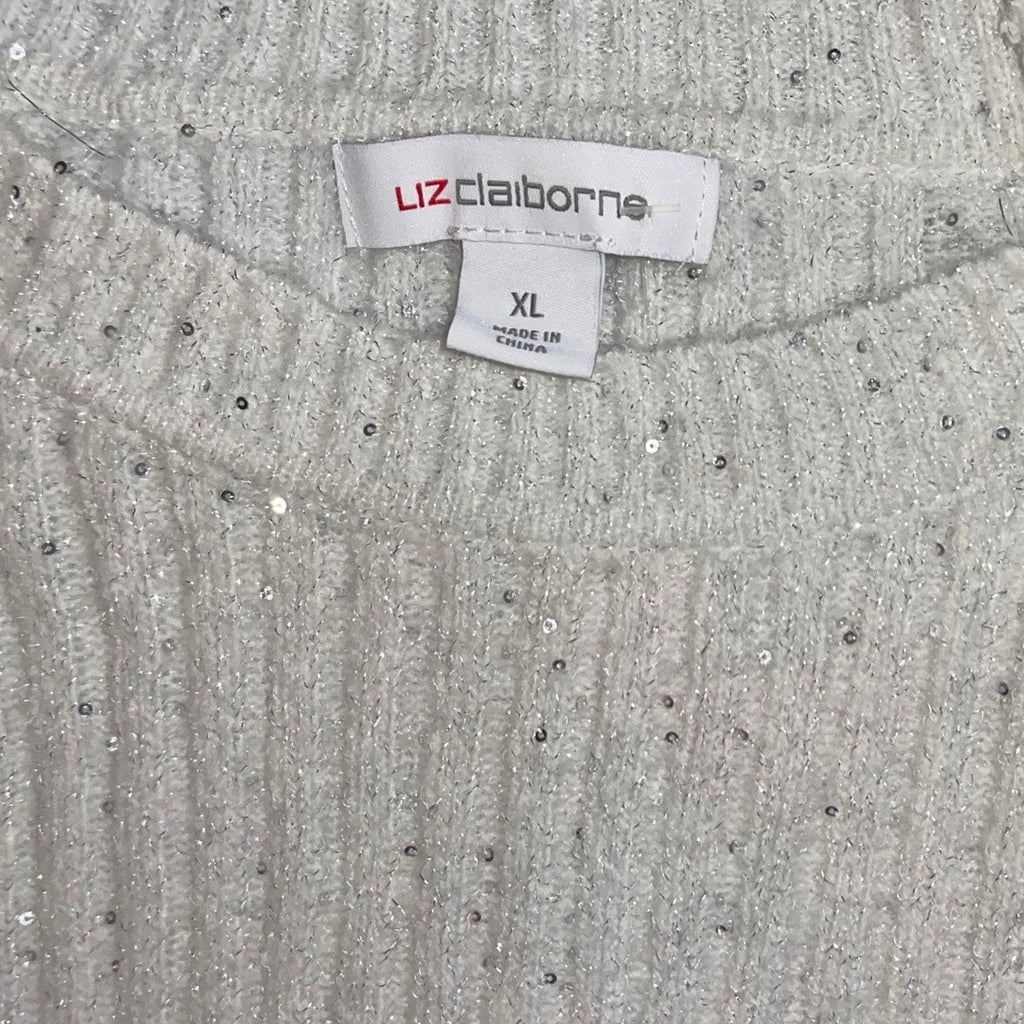 Liz Claiborne Pullover Crew Sequins Knit Sweater wide sleeve size XL