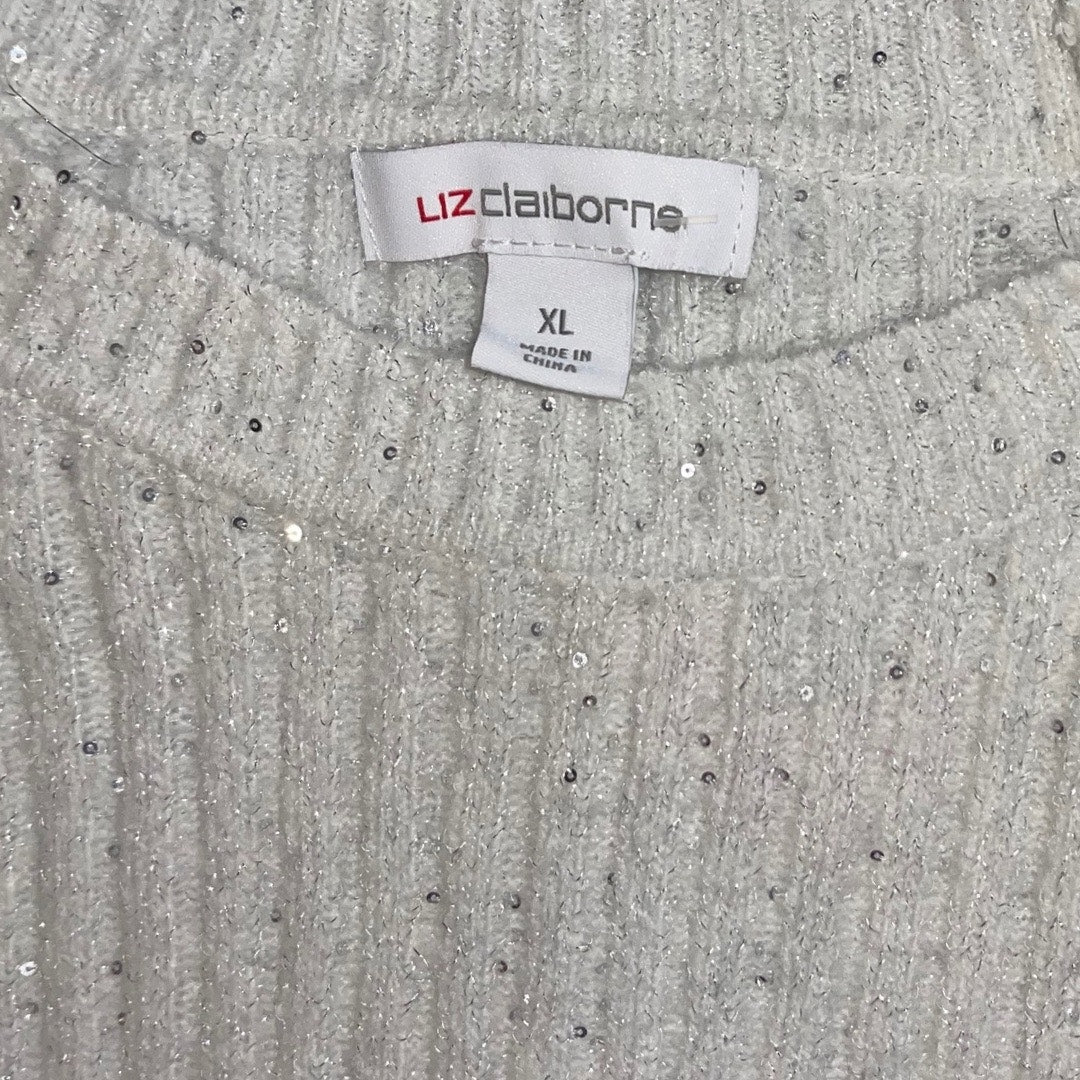 Liz Claiborne Pullover Crew Sequins Knit Sweater wide sleeve size XL
