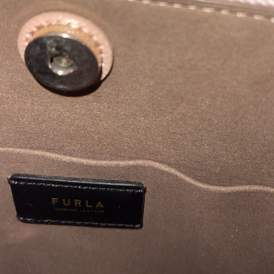 Furla Small Satchel Grain Leather Top Handle Multiple Compartments Classic Chic