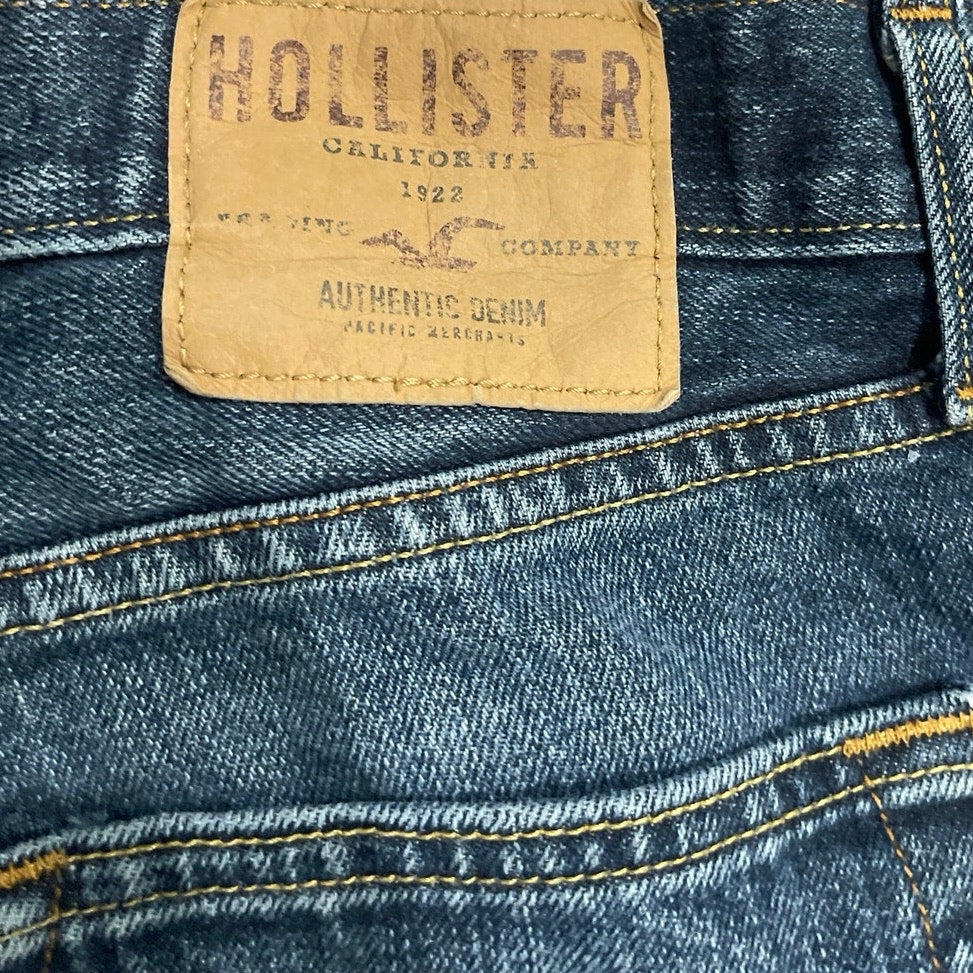 Hollister Skinny Denim Jeans Size 30x32 Dark Wash Button Butterfly Streetwear