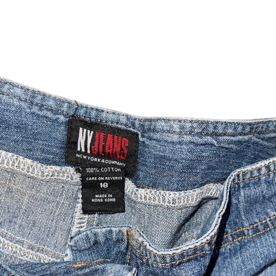 NY Jeans New York & Company Jean Shorts Blue Wash Denim Pocket Size 18