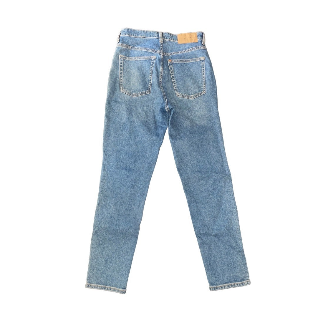 H&M Mom Jeans High Waist Denim Straight Leg Size 4 Blue Wash Casual