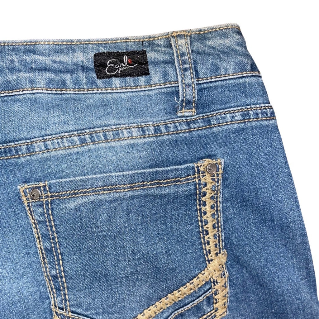 Earl Jeans Slim Fit Low Rise Boot Cut Flare Size 16 Denim Embroidered Pocket Y2K