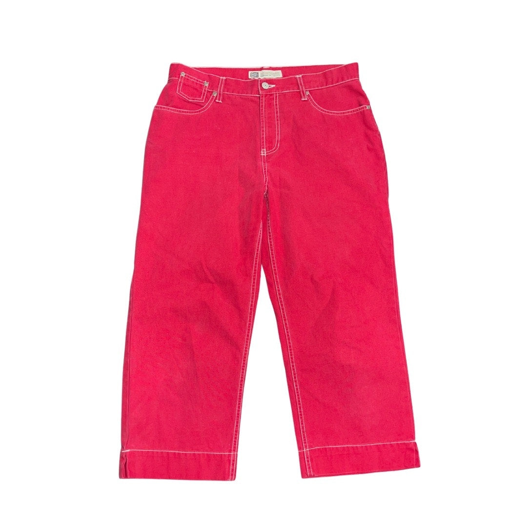 Faded Glory Wide Leg Capri Red Pants SZ 10 90s Y2K Casual Streetwear Classiccore