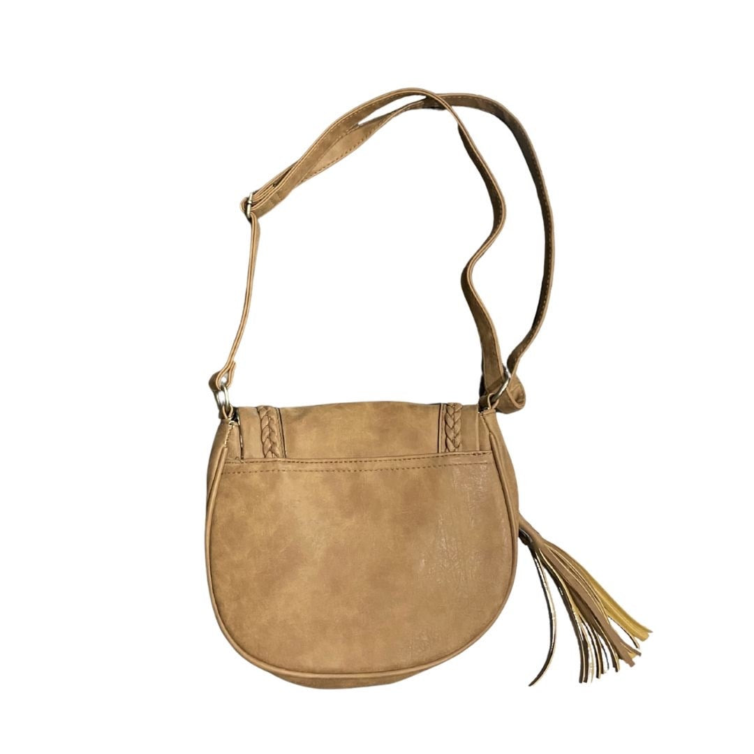 American Eagle Faux Leather Saddle Crossbody Purse Tassel Western Boho Chic