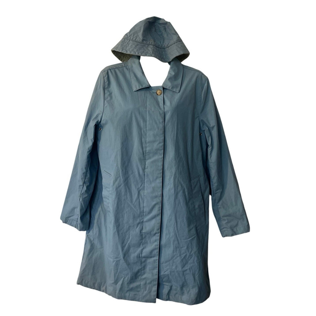GAP Blue Classic Mid Length Trench Coat SZ L with Bucket Hat VTG Y2K Minimalist