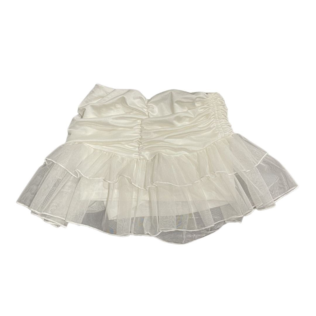Ruffled Ruched Smoked Tiered Ruffle Mini Skirt Small Y2K Flirty Romantic Girlie