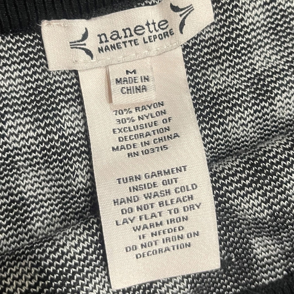 Nanette Lepore Black and White Gingham Fringe Hem Midi Skirt Size Medium NWT