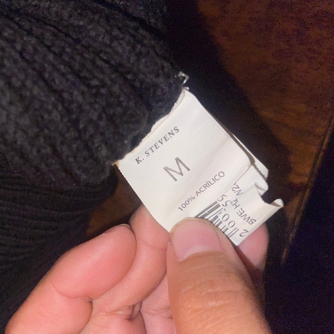 K Stevens 1/4 Zip Rib Knit Sweater Size Medium Casual Preppy Office Fall