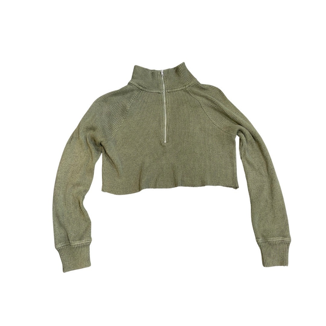 Who What Wear Cropped Hampton Rib Knit Sweater Size Medium 1/4 zip mock neck