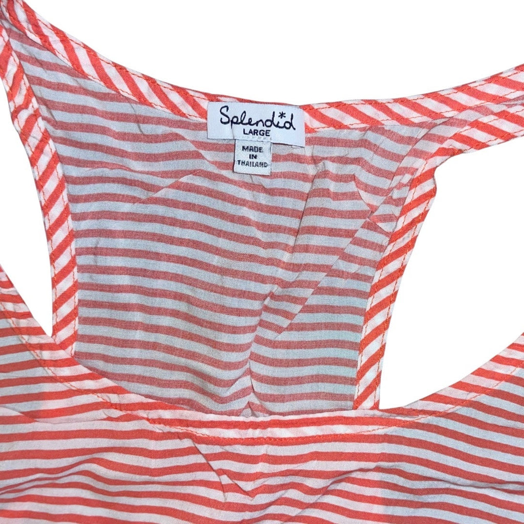 Splendid Womens Tank Top Striped Salmon White Lightweight Size Large loungewear