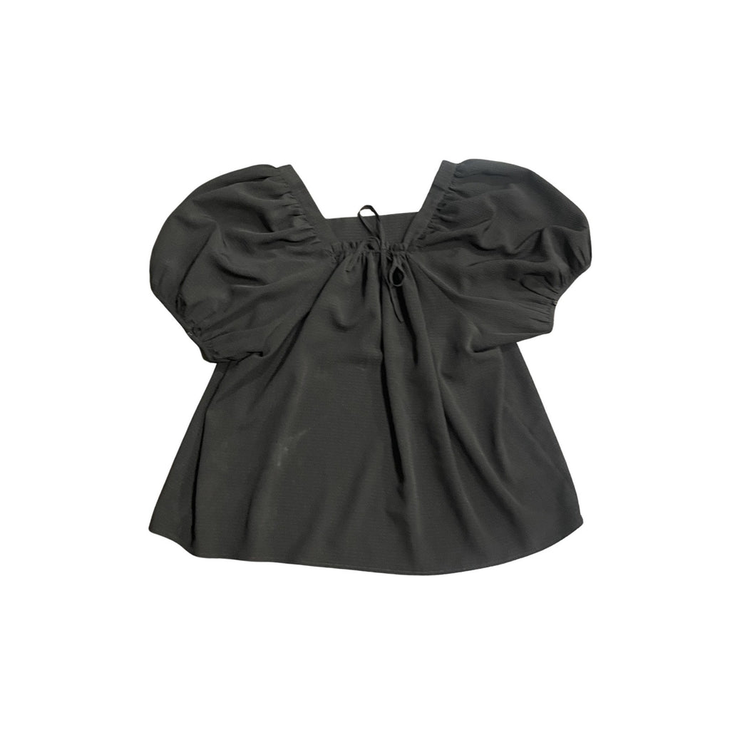 Madewell Seersucker Top Puff Sleeves Tie Back Size XL Flattering Flirty Flowy