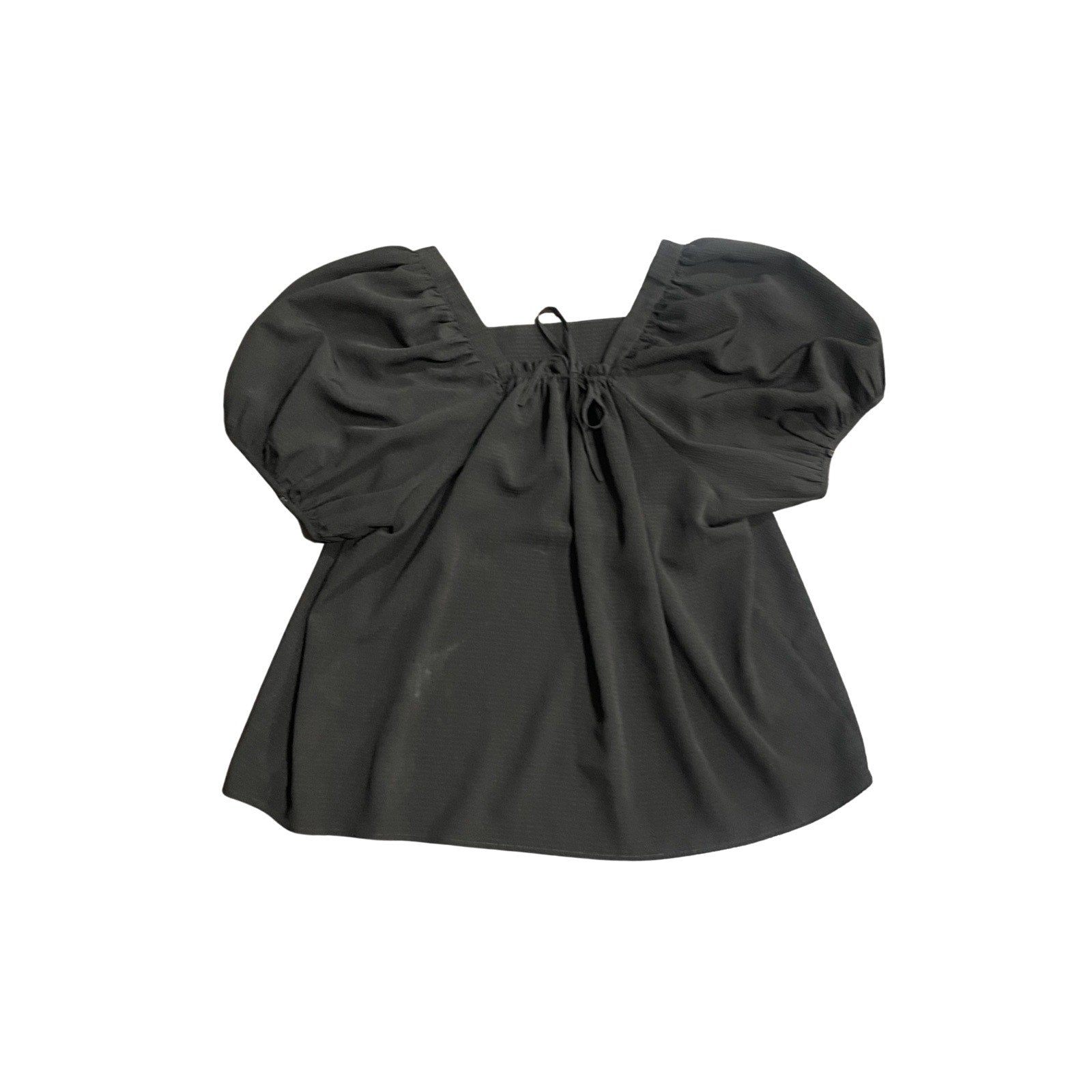 Madewell Seersucker Top Puff Sleeves Tie Back Size XL Flattering Flirty Flowy