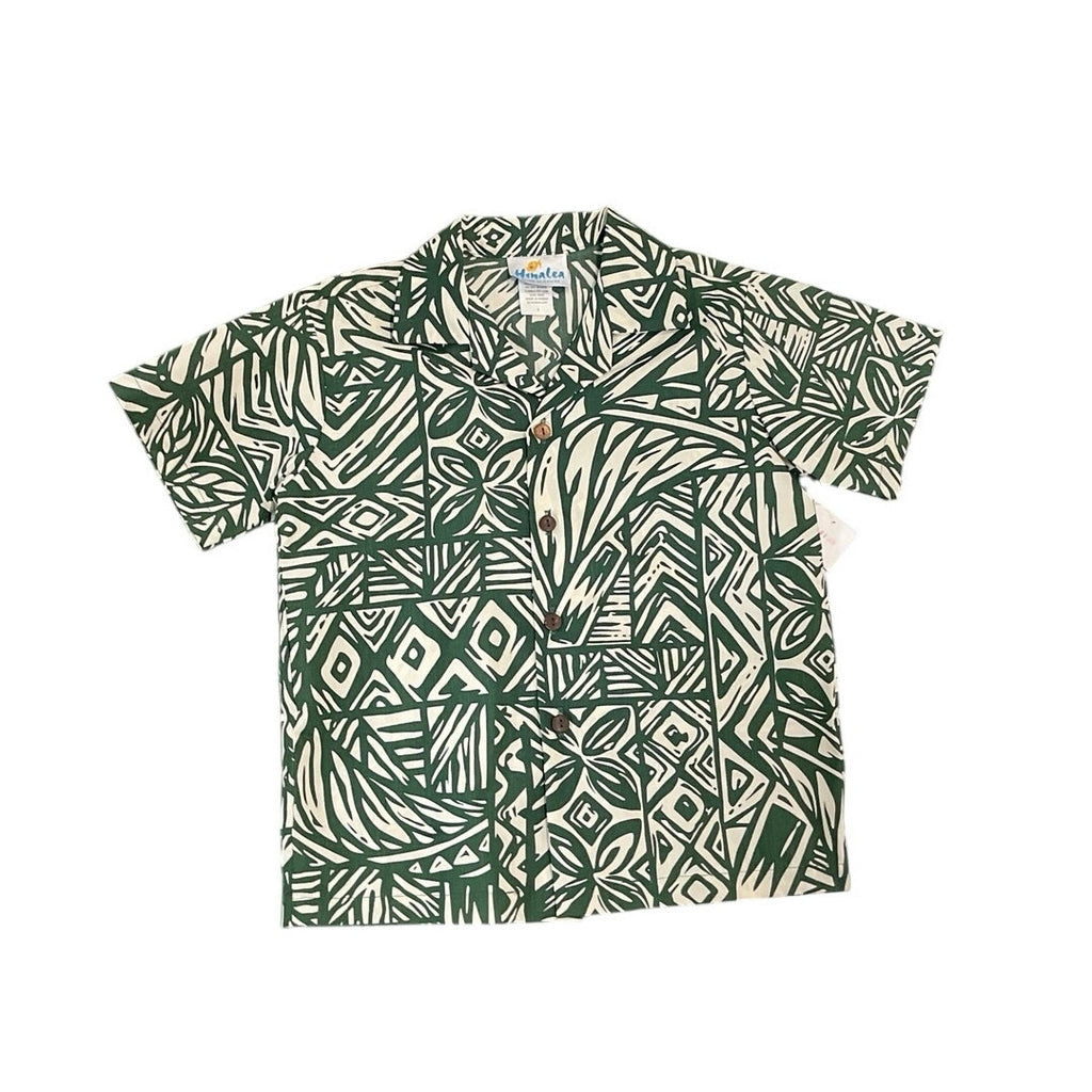 Hinalea Hawaiian Button Up Youth Boy Shirt Size 7 Made in Hawaiii Tropical Beach