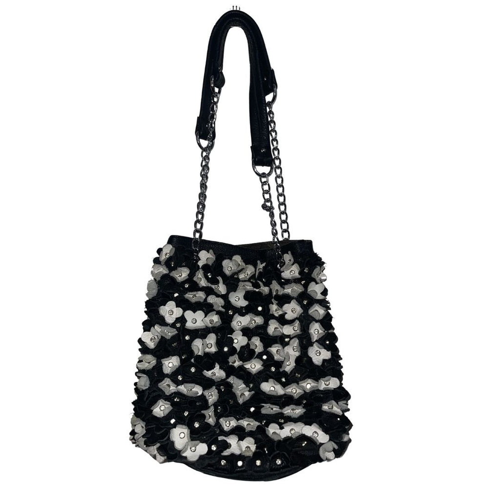 AmeriLeather Willet Leather Shoulder Bag Flower Crystal Artsy Boho Retro Chic