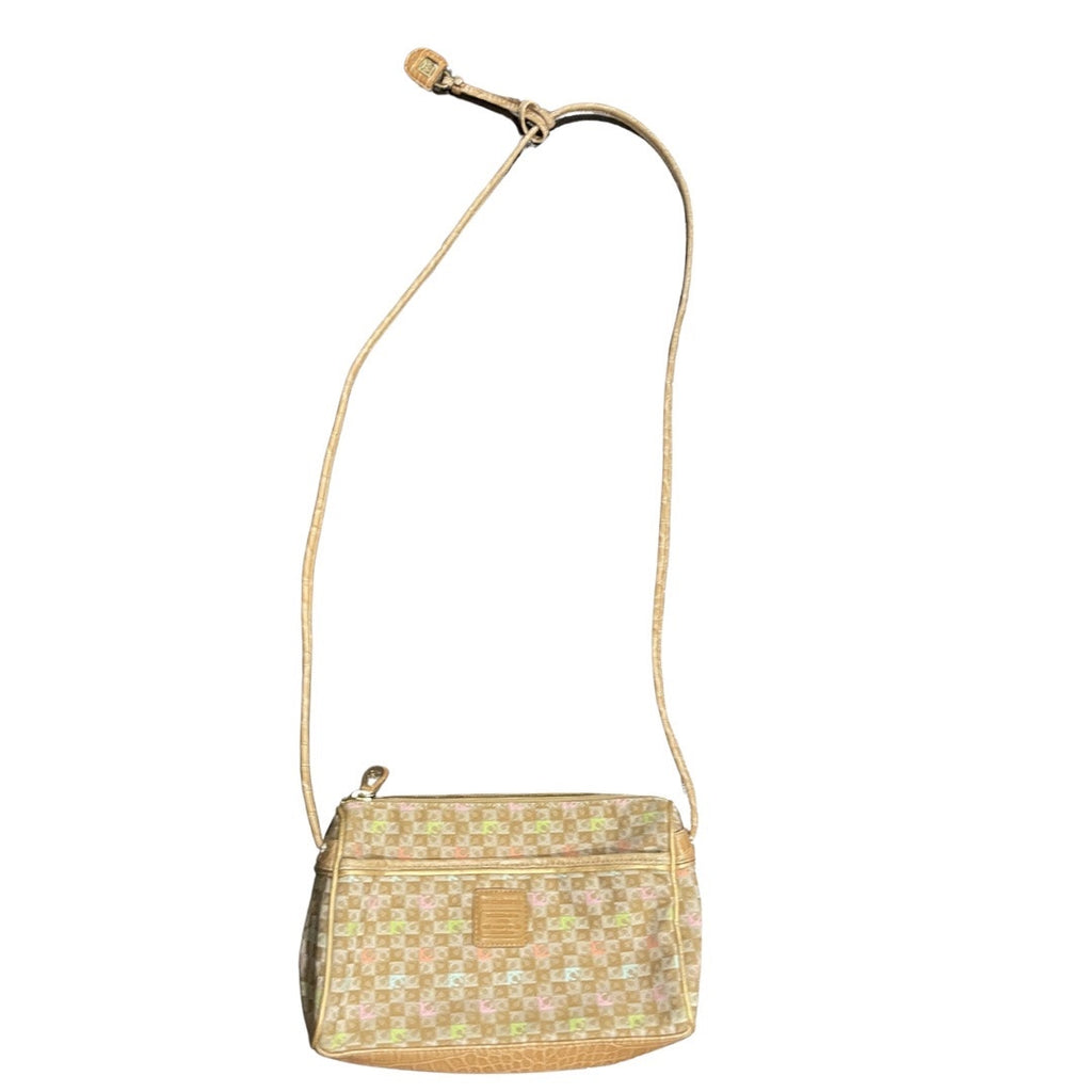 Liz Claiborne Monogram Checkered Pastel Y2K Crossbody Bag Vintage 90s Retro Chic