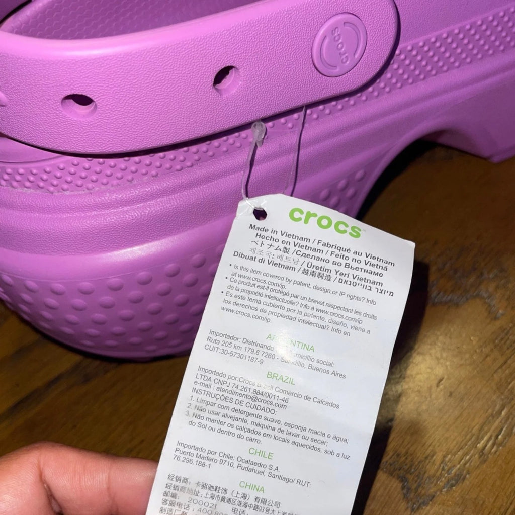 Crocs Stomp Slip on Clogs Bubble Purple Platform Size 9 Chunky Sole Comfort NWT