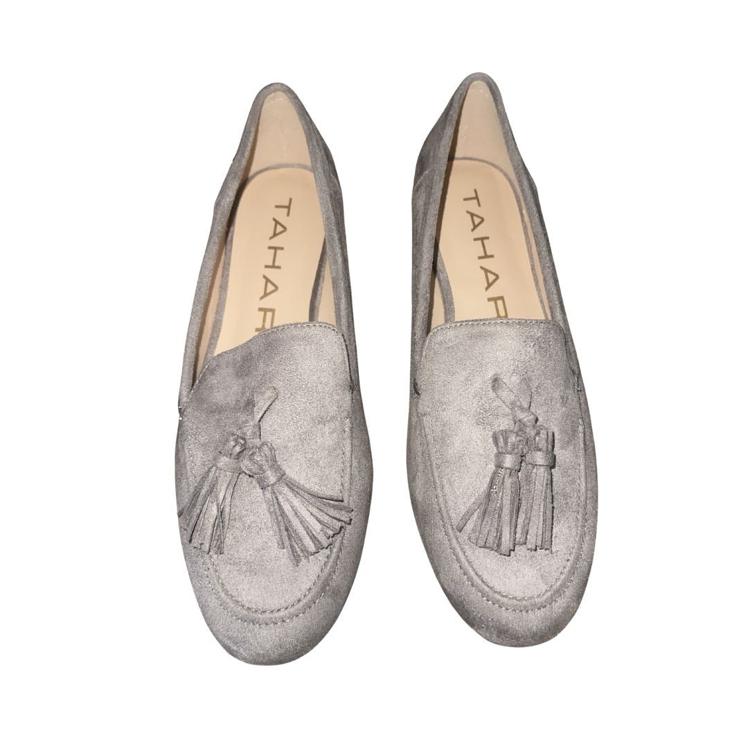 Tahari Girl Alessia Tassel Loafers Slip On Shoes SZ 8.5 Micro Suede NWOB Preppy