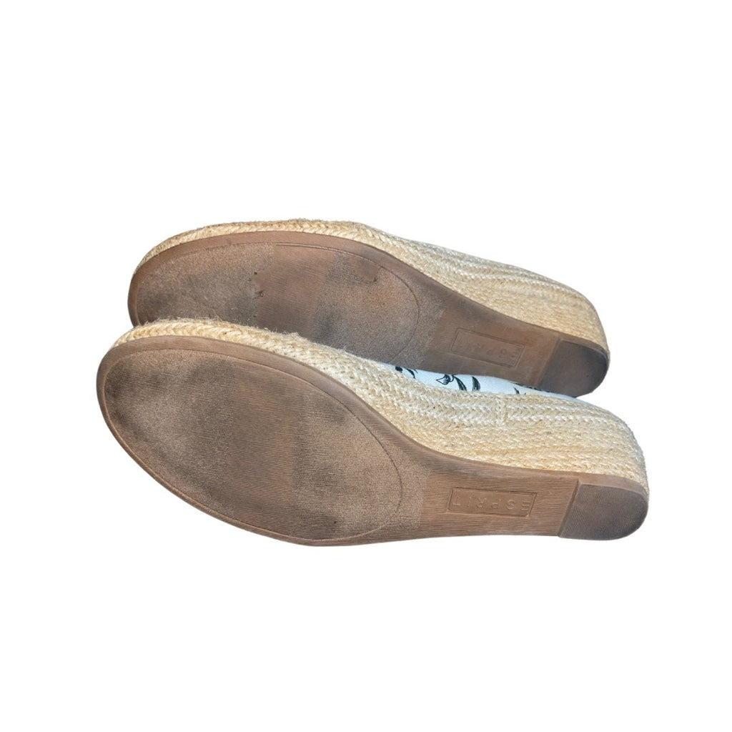 Esprit Canvas Espadrilles Canvas Slip On Floral Black and White Size 9