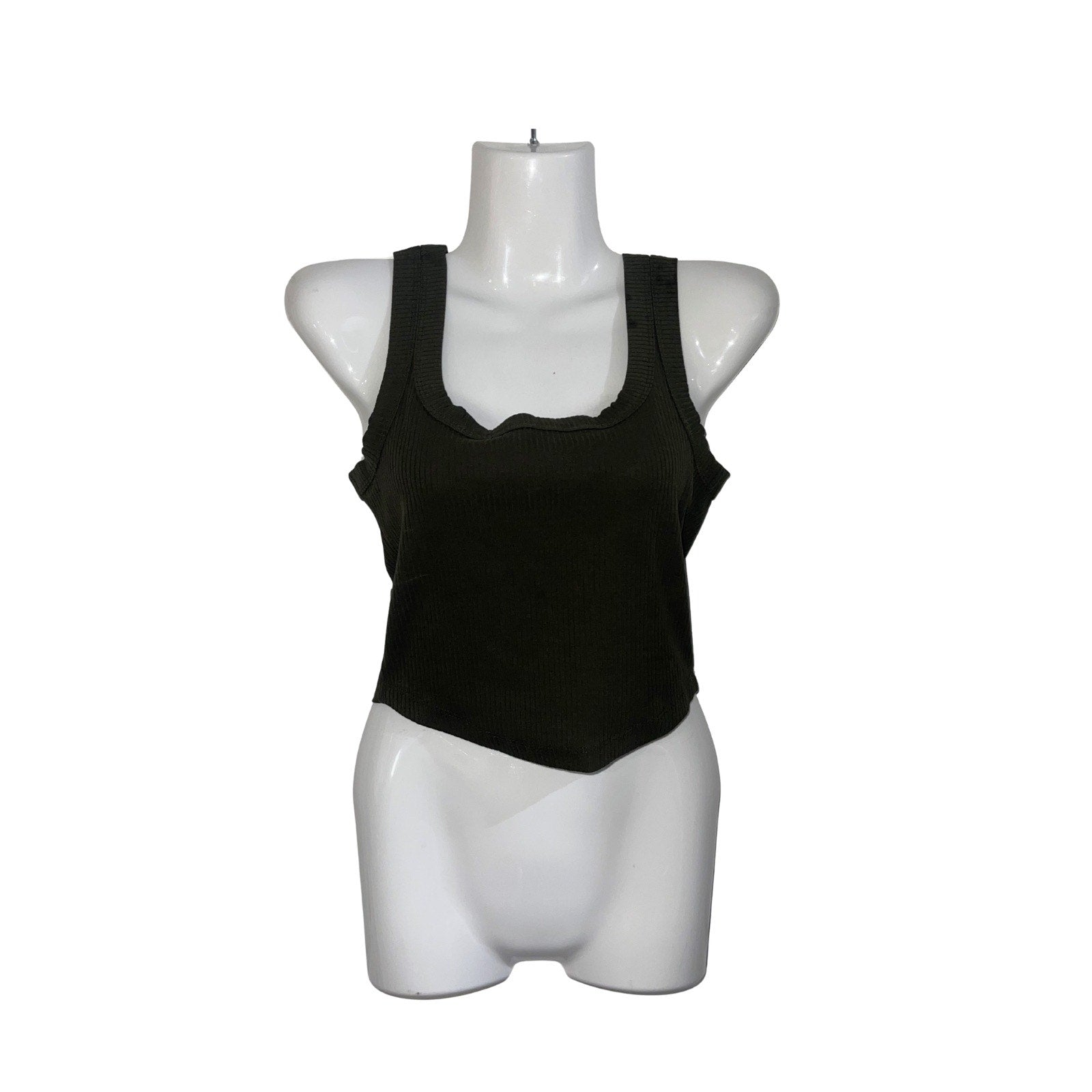 Madewell Tailored Crop Ribbed Square Neckline Tank Top SZ XS Flirty Girly Summer