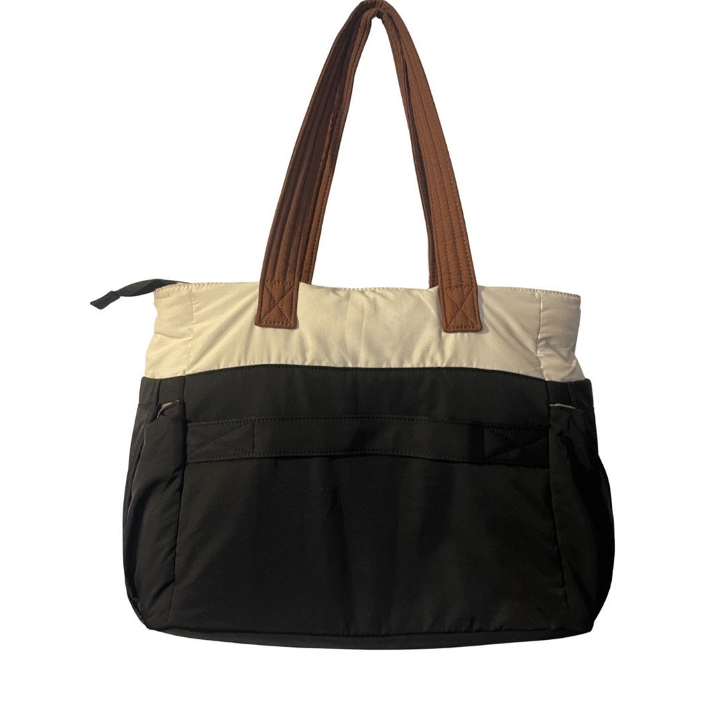 Lovevook Pufflet Two Tone Tote Shoulder Bag Color Block Travel Laptop Luggage