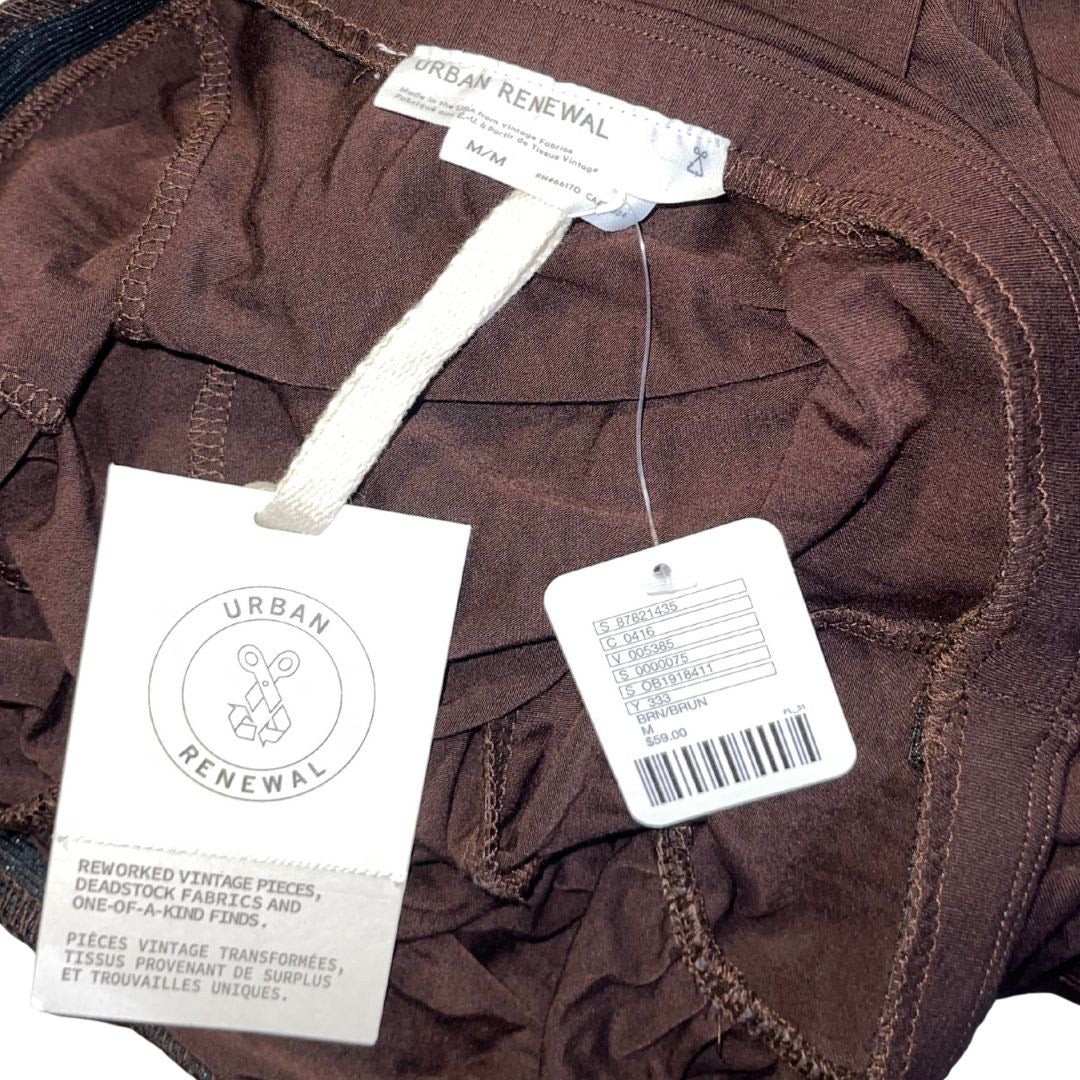 Urban Renewal Remnants Ruched Brown Strapless Tube Maxi Dress Size Medium NWT