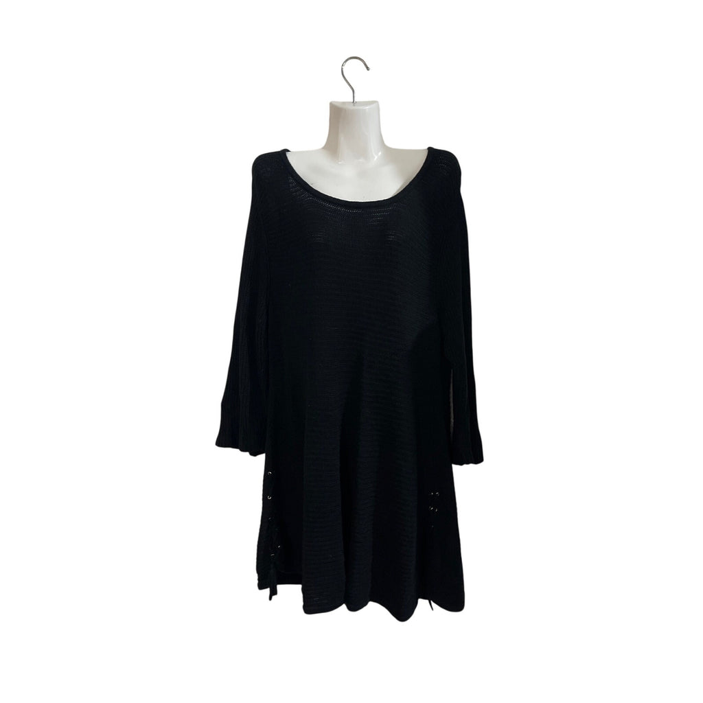 Cynthia Rowley Black Loose Chunky Knit Sweater Tunic Dress Minimalist