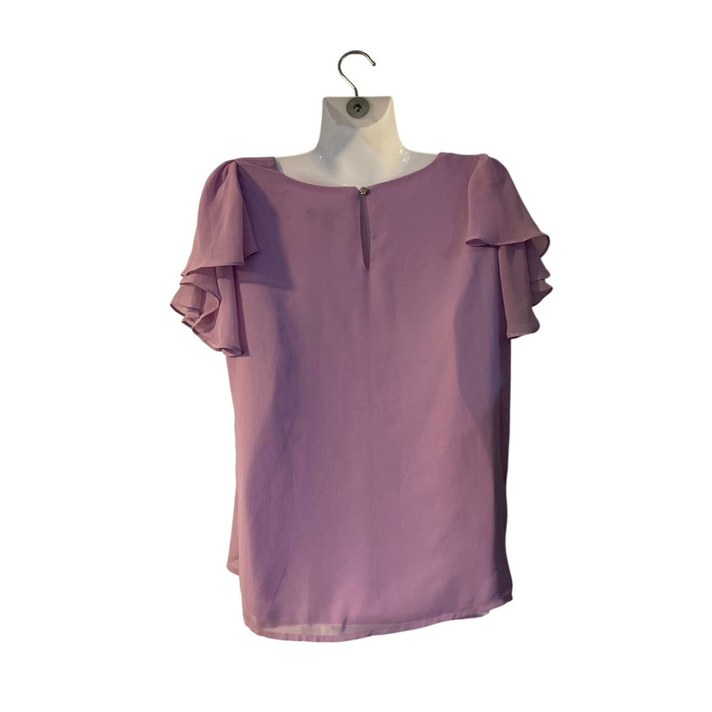 Vince Camuto Tiered Tulip Ruffle Sleeve Chiffon Blouse SZ XS Flowy Romantic