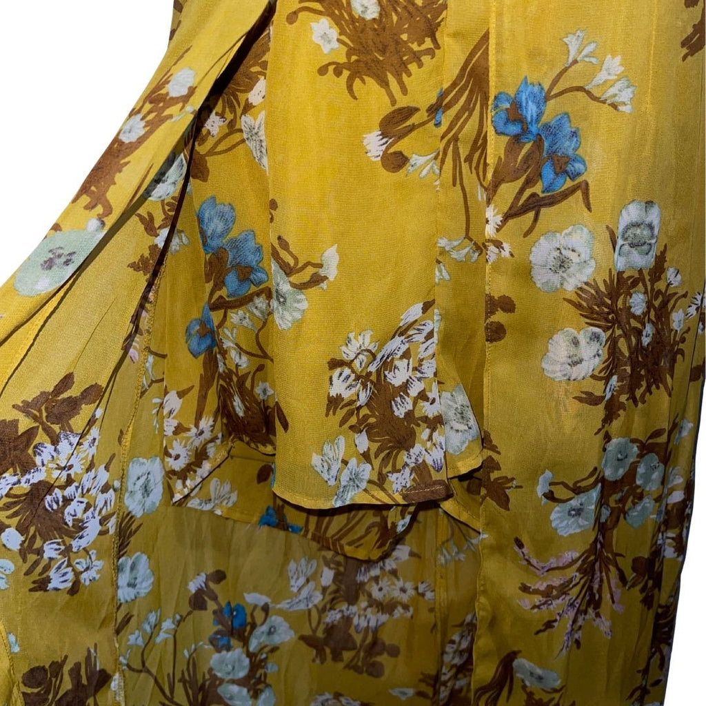 Essue Halter Floral Romper Maxi Dress Slit Large NWT Criss Cross Back Boho Chic
