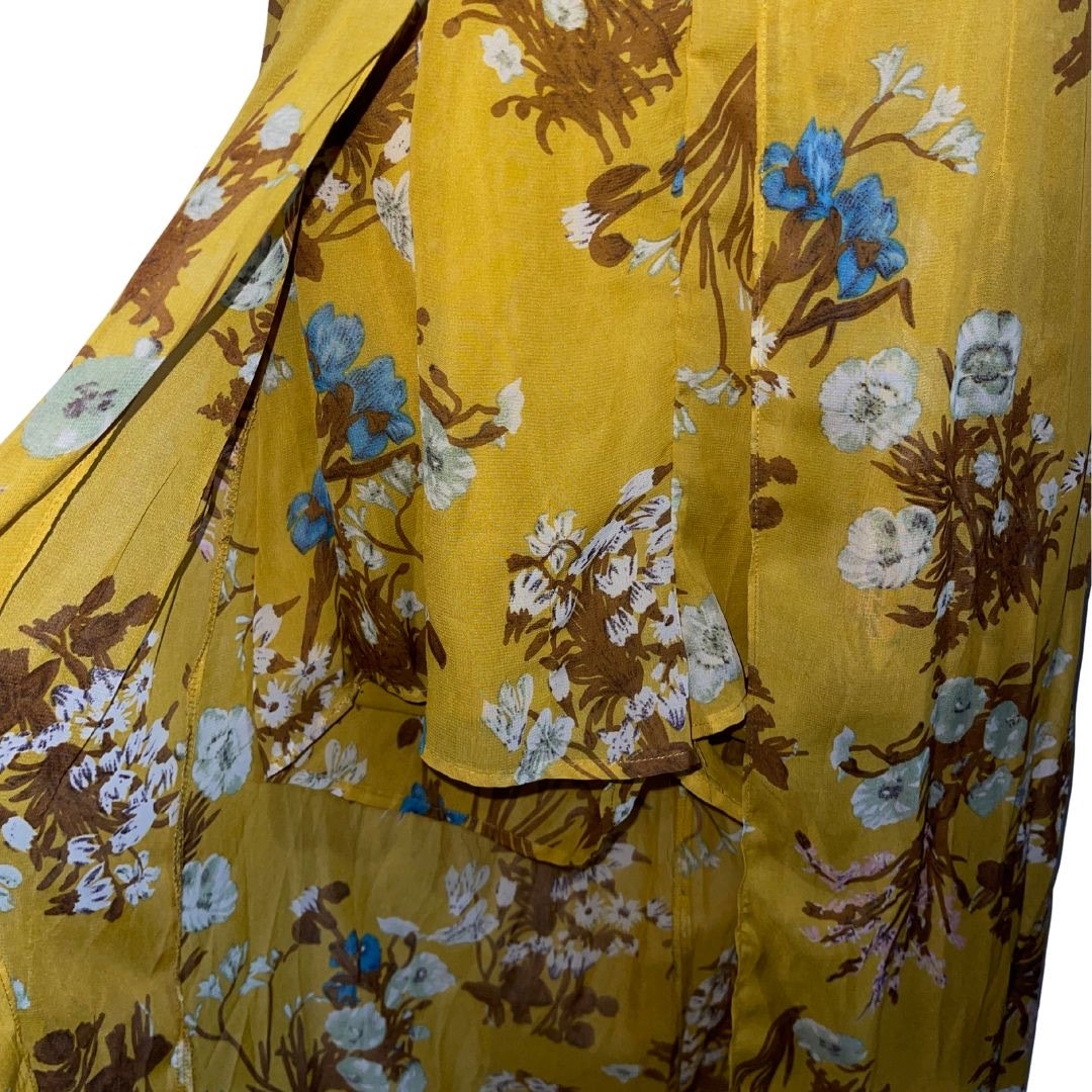 Essue Halter Floral Romper Maxi Dress Slit Large NWT Criss Cross Back Boho Chic