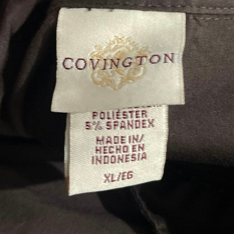 Covington Brown Long Sleeve Button Down Ruched Shirt SZ XL Y2K Casual Streetwear