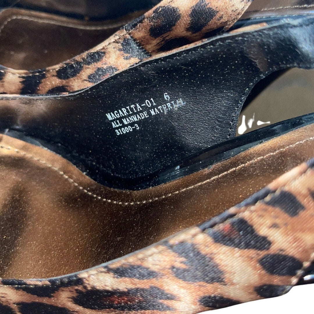 Bamboo Margarita Leopard Cheetah Slingback Heel Platform Pumps Size 6 Stiletto
