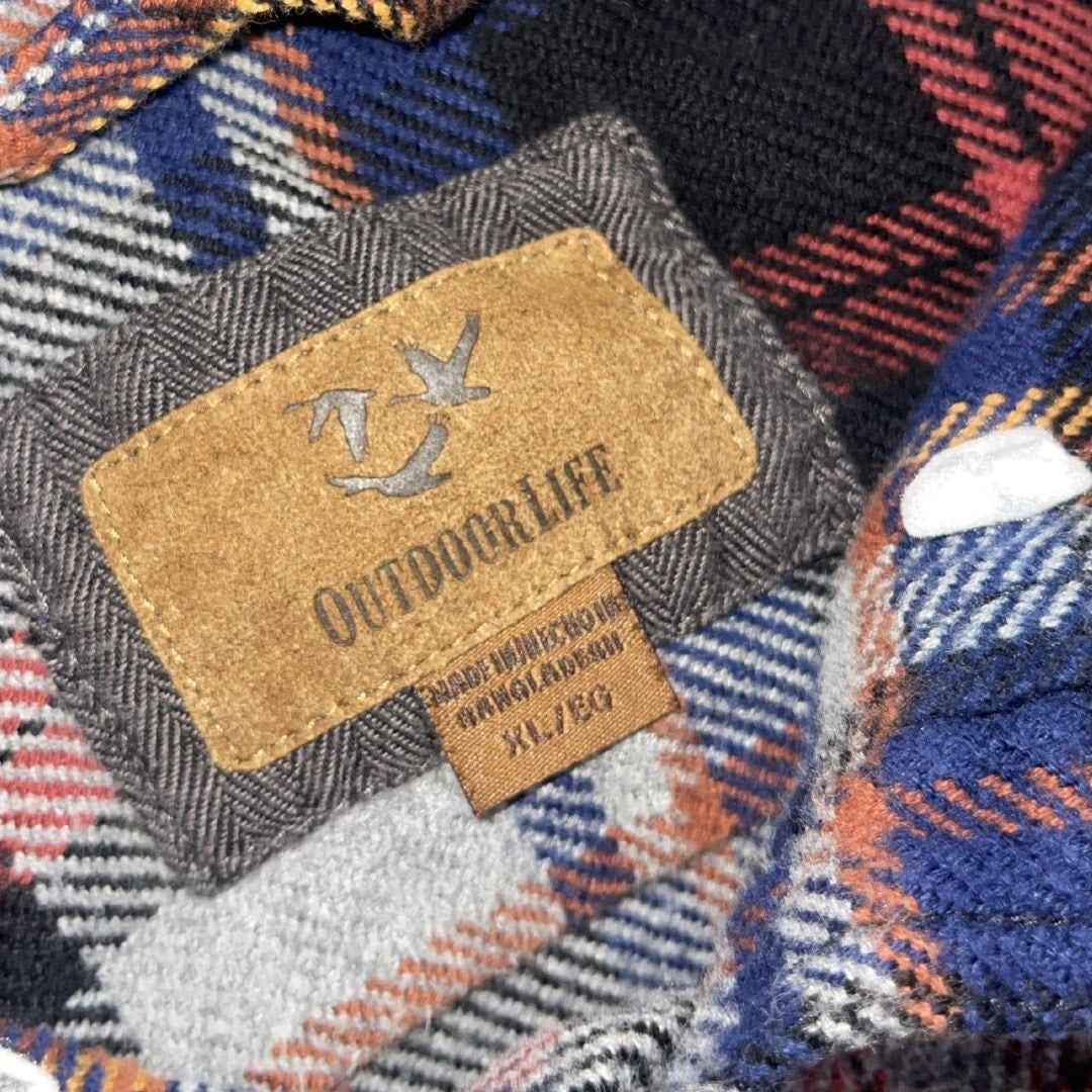 Outdoor Life Plaid Flannel Shacket Shirt Button down Size Large Outdoor Everyday