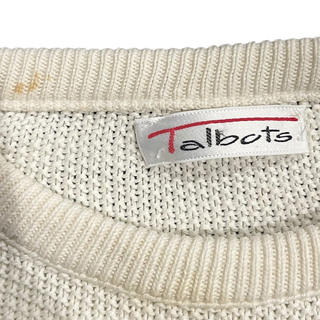 Talbots Vintage Crewneck Wafle Knit Sweater Relaxed Fit Staple Minimalist Cotton