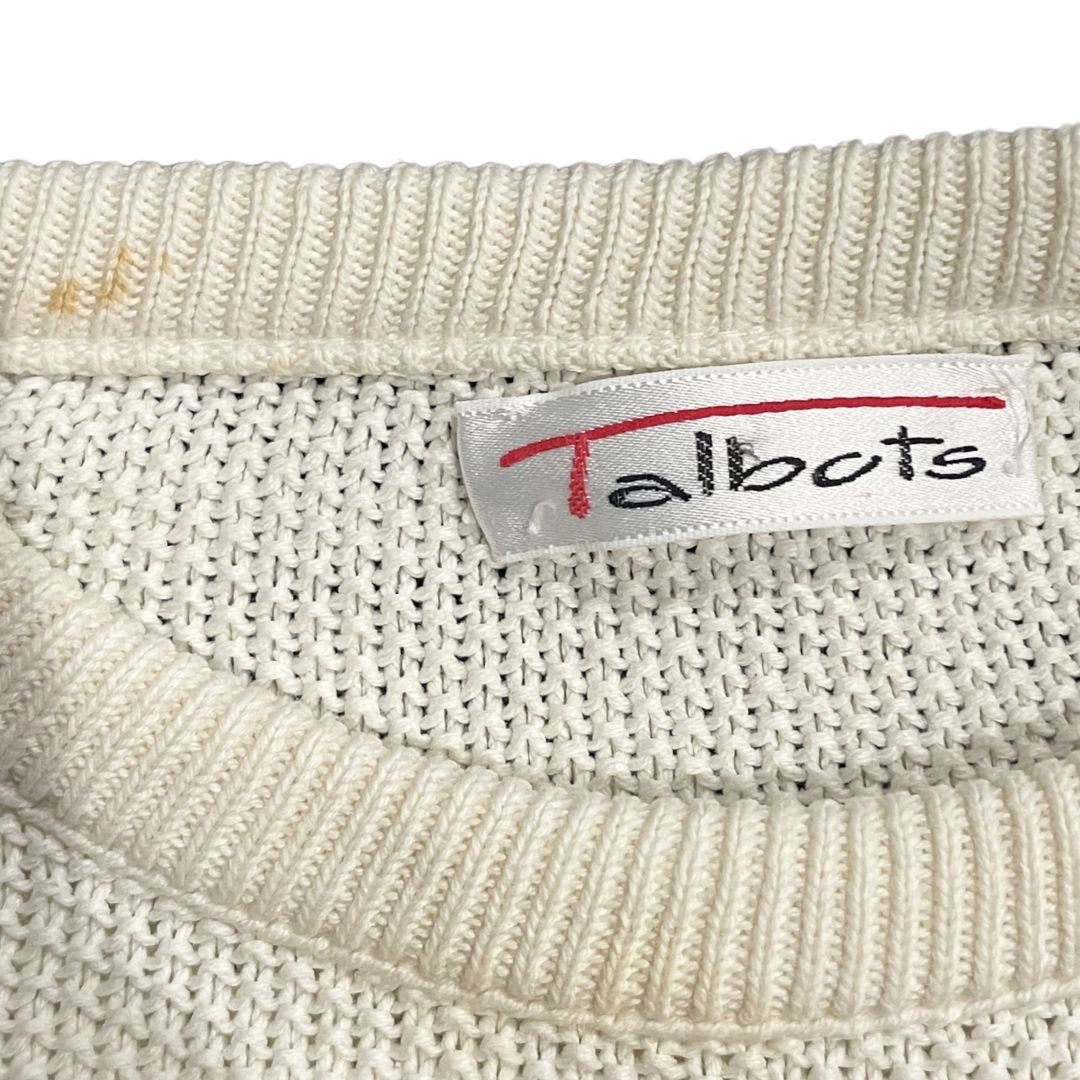 Talbots Vintage Crewneck Wafle Knit Sweater Relaxed Fit Staple Minimalist Cotton