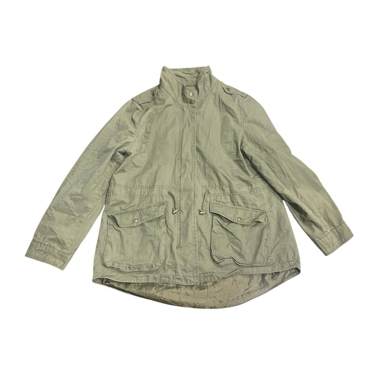 Ambiance Outerwear Olive Green Cargo Military Utility Jacket Size 1X Gorpcore