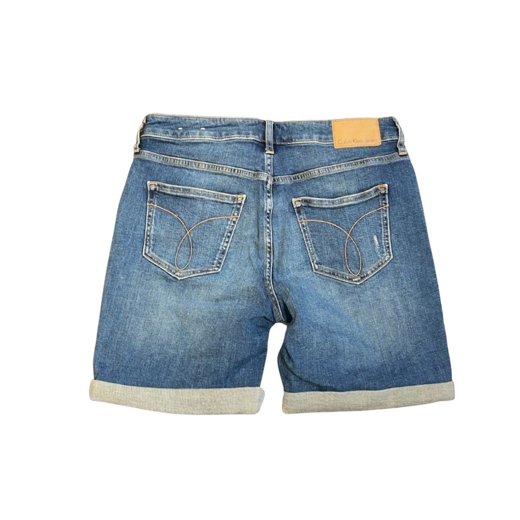 Calvin Klein Jeans Denim Bermuda Shorts Cuffed Hem Size 29 Stretch Streetwear