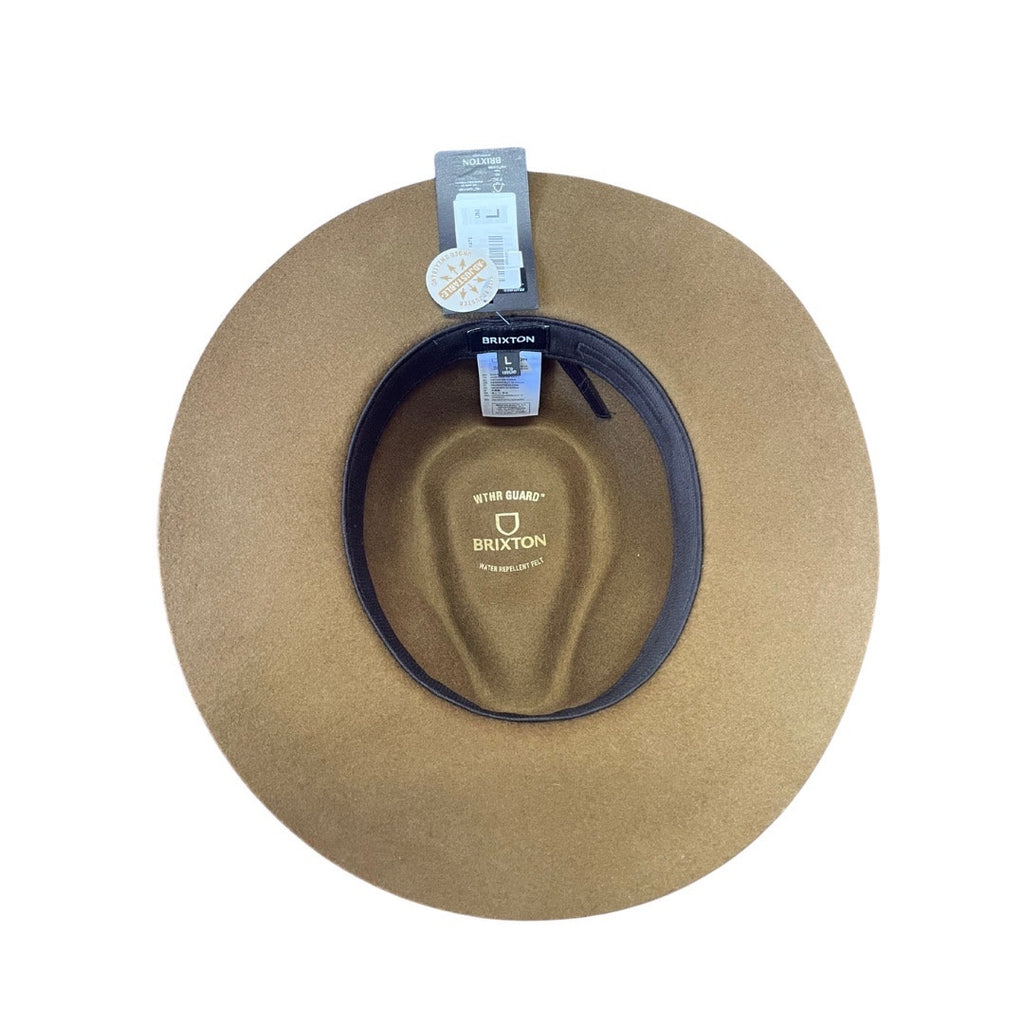 Brixton MESSER FEDORA Unisex Brown Felted Wool Faux Leather Band SZ L NWT Flaw
