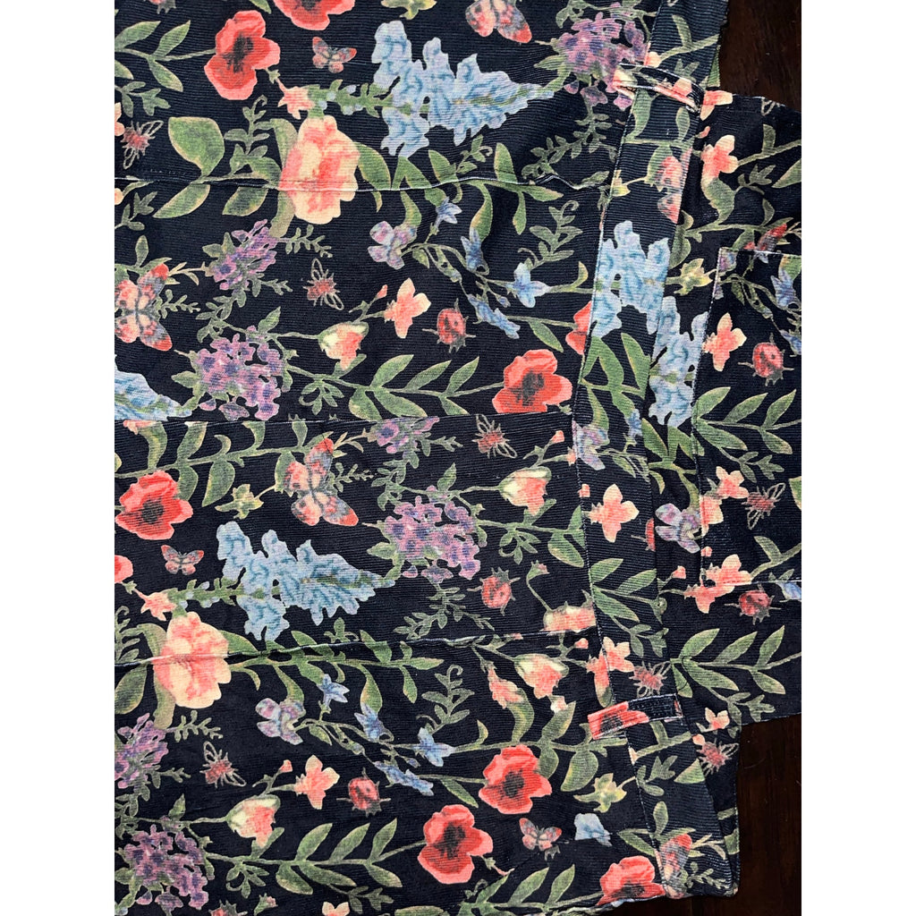 Cider Lightweight corduroy floral pocket wide leg jumpsuit overalls curve & plus