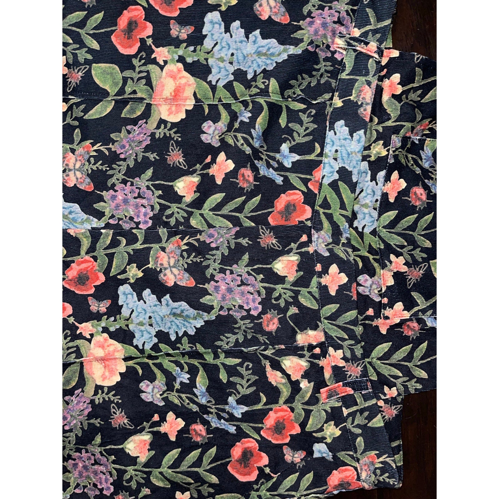 Cider Lightweight corduroy floral pocket wide leg jumpsuit overalls curve & plus