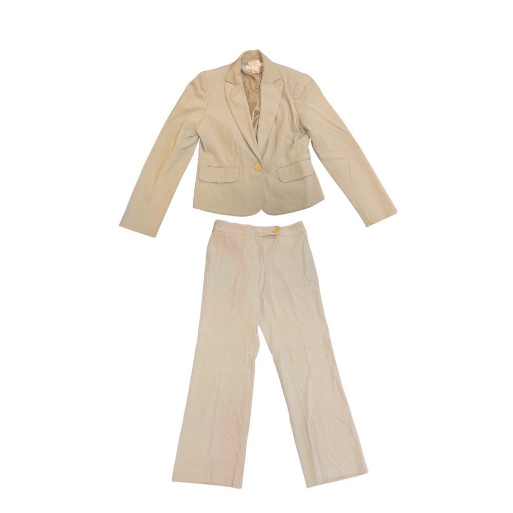 Nine & Company by Nine West Business Pant Suit Jacket SZ 4P Office Career Khaki