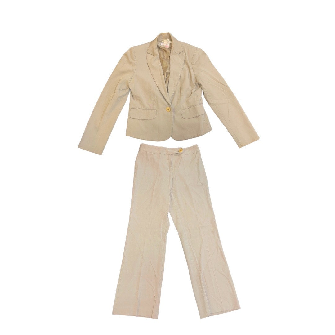 Nine & Company by Nine West Business Pant Suit Jacket SZ 4P Office Career Khaki