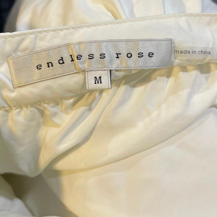 Endless Rose Off White Bubble Hem Midi Nylon Skirt SZ M Flowy Romantic Y2K