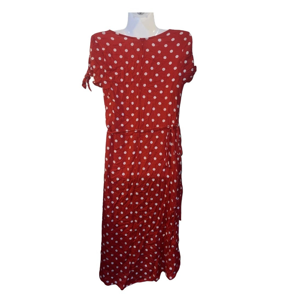 H&M Divided Red & White Polka Dot Wrap Midi Dress Size 2 NWT Rockabilly
