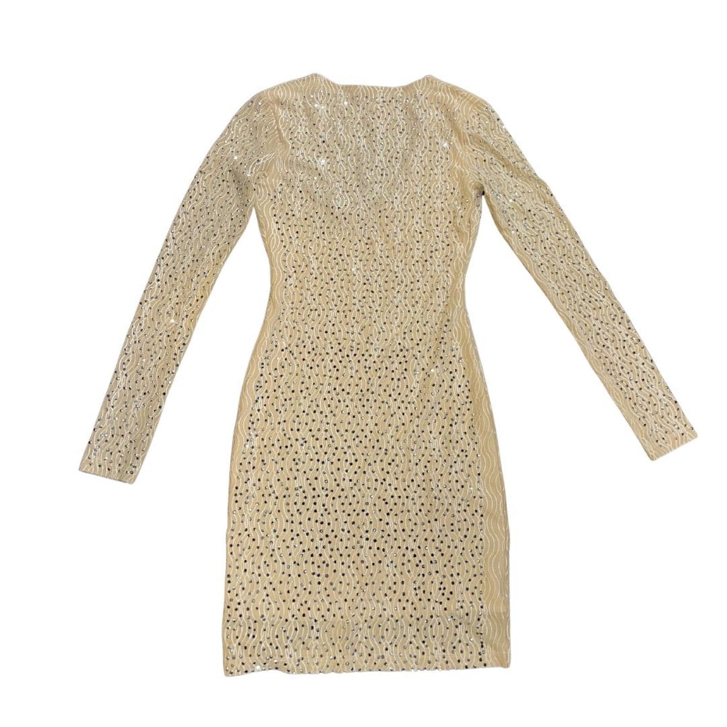 B. Darlin Nude Sequin Rhinestone Bodycon V-Neck Dress Size 3/4 New Years Party