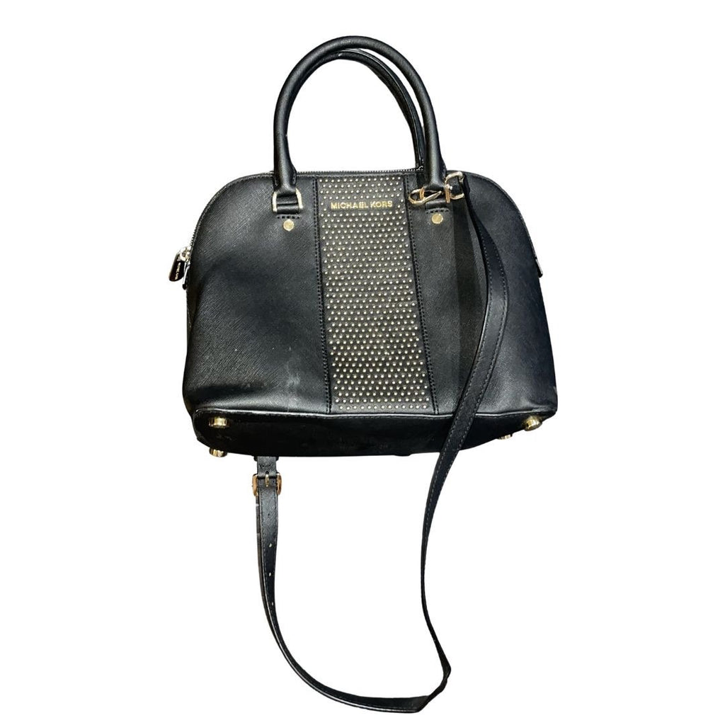 Michael Kors Cindy Gold Tone Studded Dome Leather Bag Crossbody Y2K Chic 2000s