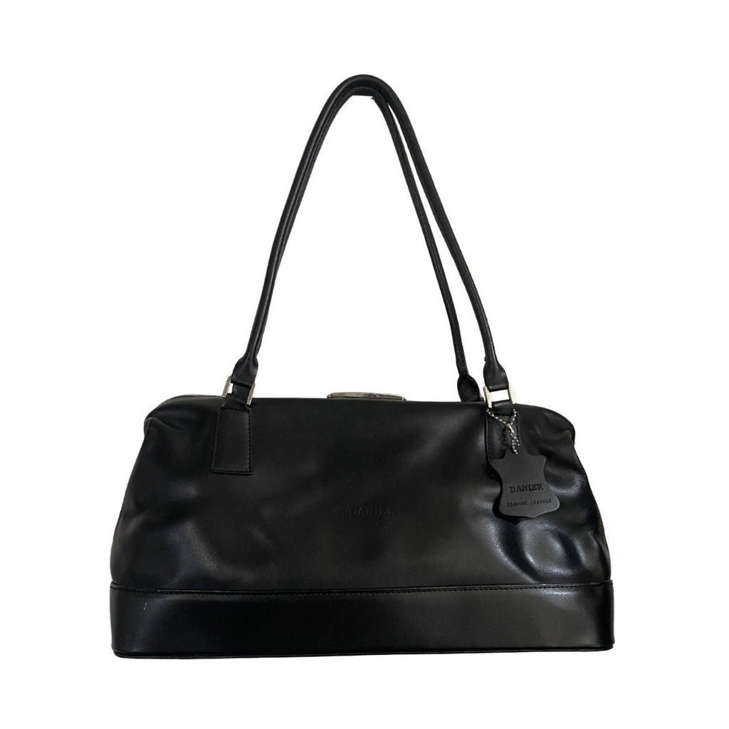 Danier Black Genuine Leather Shoulder Handbag Bowling Bag Fashionable Chic