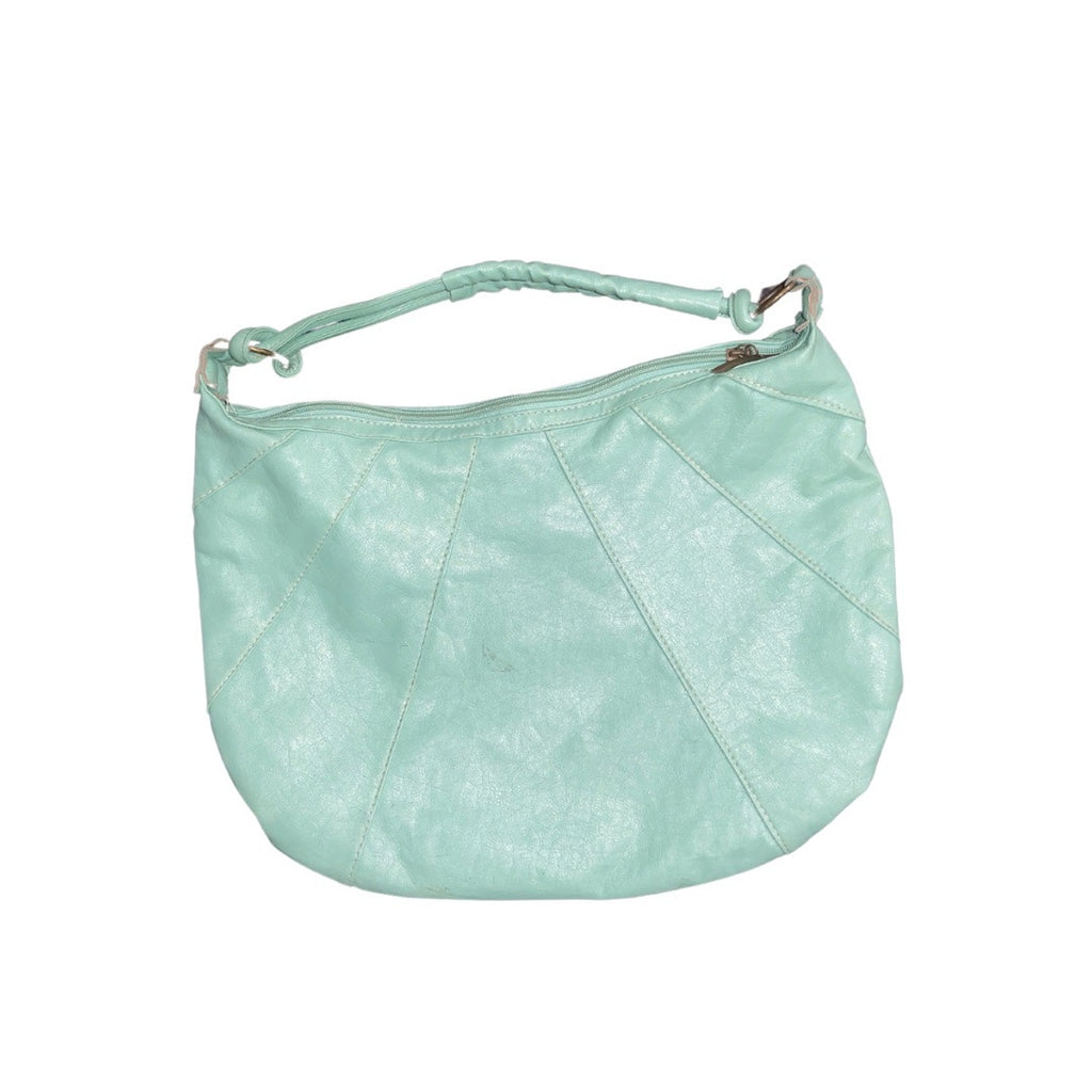 Vinyl large shoulder bag purse with outer zipper design