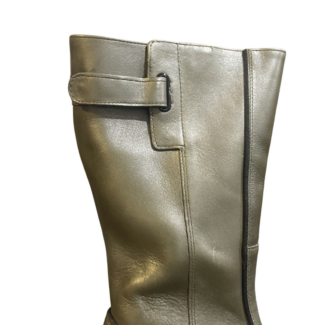 Dr. Martens Buzz High Eclipse Platform Leather Tall Boots Olive Green US 9 NWB